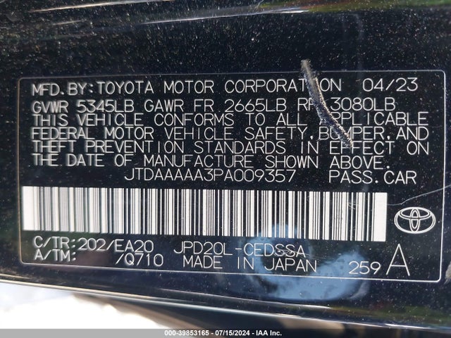 Toyota Mirai Xle 2023 JTDAAAAA3PA009357 Image 9