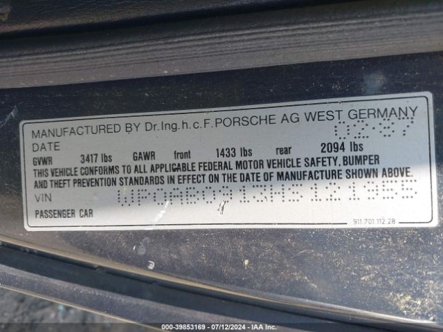 1987 PORSCHE 911 WP0AB0913HS121955 Photo 8