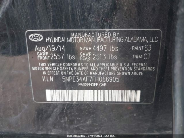 5NPE34AF7FH066905 Hyundai Sonata Limited