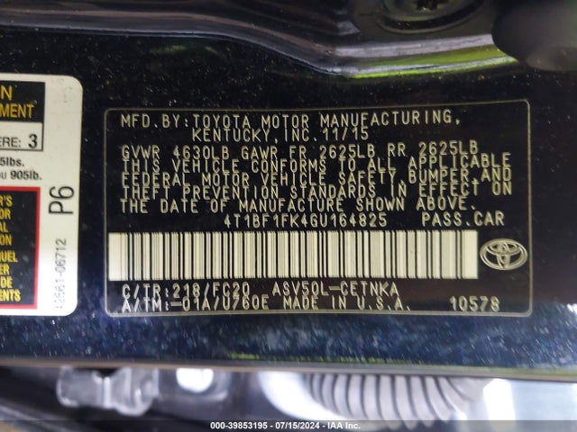 Toyota CAMRY LE 2016 4T1BF1FK4GU164825 Image 9