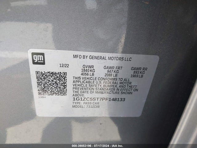 1G1ZC5ST7PF148133 Chevrolet lfv