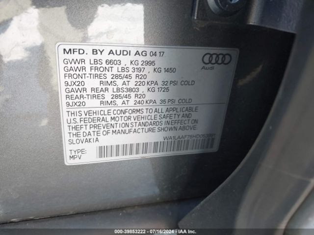 WA1LAAF75HD053991 Audi Q7 3.0t Premium
