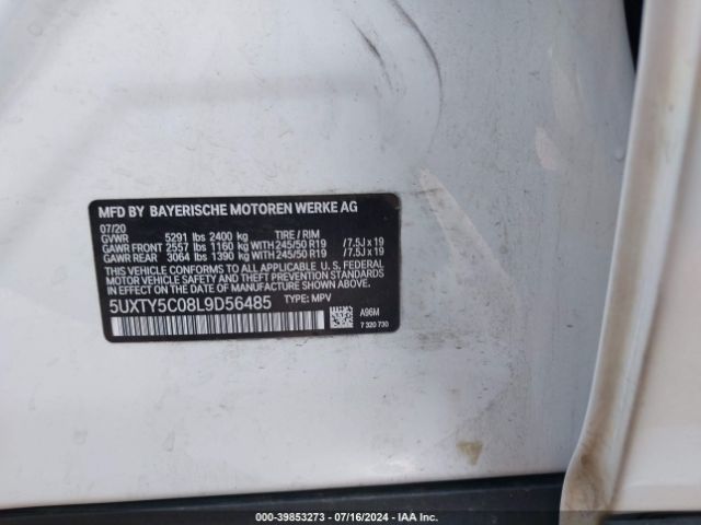 5UXTY5C08L9D56485 BMW X3 Xdrive30i