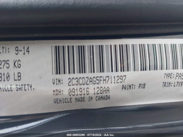 Dodge Challenger Sxt 2015 2C3CDZAG5FH711297 Image 9