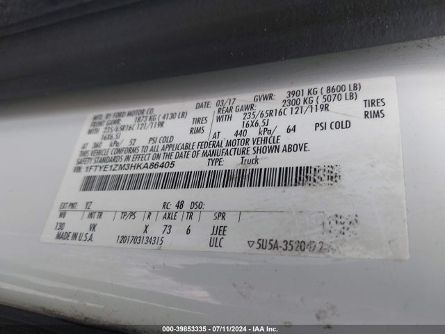 Ford Transit-150 2017 1FTYE1ZM3HKA86405 Image 9