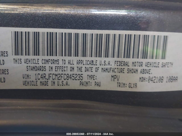1C4RJFCM2FC845235 Jeep Grand Cherokee Overland