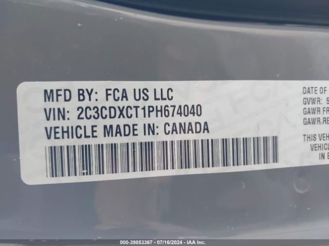 2C3CDXCT1PH674040 Dodge CHARGER R/T