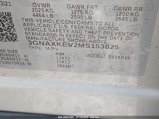 2021 CHEVROLET EQUINOX 3GNAXKEV2MS153825 Photo 8