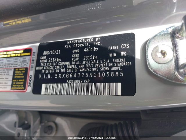 5XXG64J25NG105885 KIA K5 Gt-line