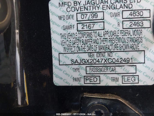 1999 JAGUAR XK8 SAJGX2047XC042491 Photo 8