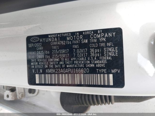 KM8K23AG4PU166620 Hyundai Kona Electric Se