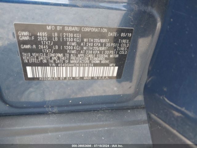 4S4BSAHC2K3359256 Subaru Outback 2.5i Premium
