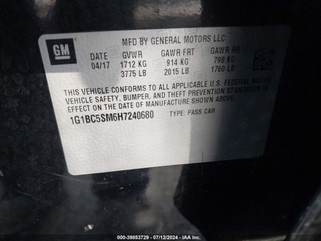 1G1BC5SM6H7240680 Chevrolet Cruze Ls Auto