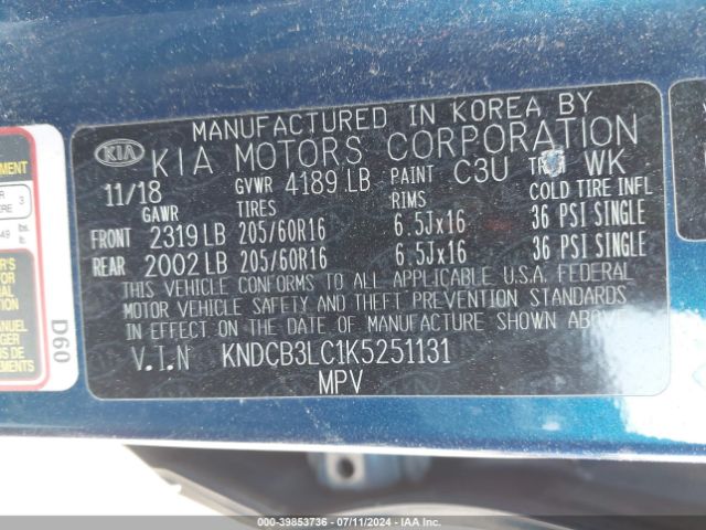 KNDCB3LC1K5251131 KIA NIRO LX