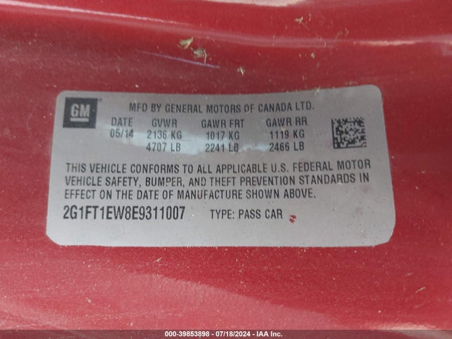 Chevrolet CAMARO 2SS 2014 2G1FT1EW8E9311007 Image 9