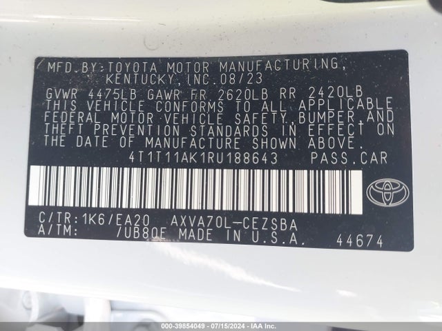 Toyota CAMRY SE 2024 4T1T11AK1RU188643 Image 8