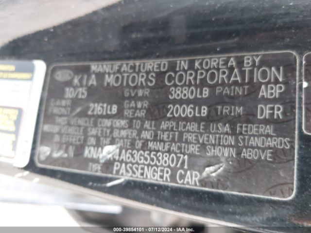 KNAFK4A63G5538071 KIA FORTE LX