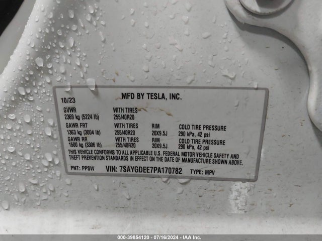 2023 TESLA MODEL Y 7SAYGDEE7PA170782 Photo 8