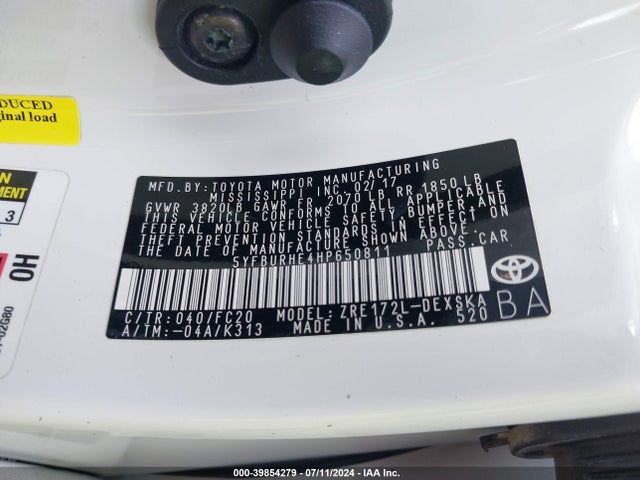 Toyota COROLLA SE 2017 5YFBURHE4HP650811 Image 9