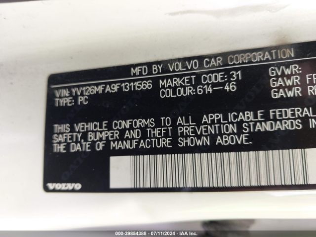 YV126MFA9F1311566 Volvo S60 T5