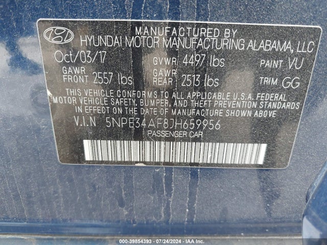 Hyundai SONATA SEL 2018 5NPE34AF8JH659956 Image 9