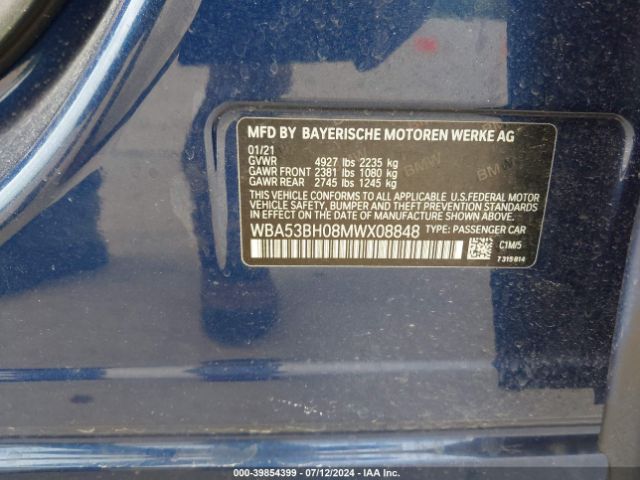 WBA53BH08MWX08848 BMW 530I