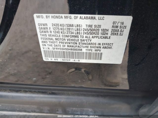 5FRYD3H53HB000398 Acura Mdx Technology Package