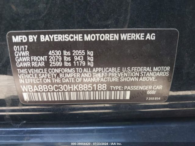 WBA8B9C30HK885188 BMW 330I