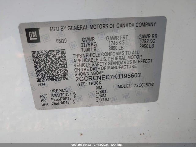 Chevrolet Silverado 1500 Ld Wt 2019 2GCRCNEC7K1195603 Image 9
