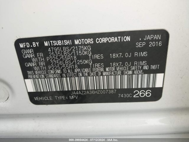 JA4AZ2A36HZ007387 Mitsubishi Outlander Es