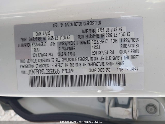 Mazda Cx-5 Touring 2020 JM3KFBCM9L0863585 Image 9