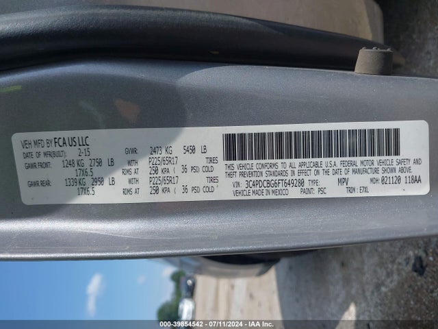 Dodge Journey Sxt 2015 3C4PDCBG6FT649280 Image 9