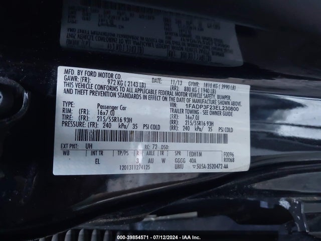 Ford FOCUS SE 2014 1FADP3F23EL230800 Image 9