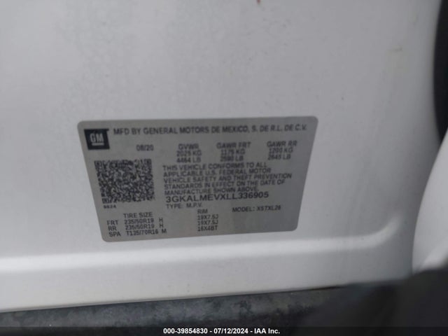 3GKALMEVXLL336905 GMC Terrain Fwd Sle