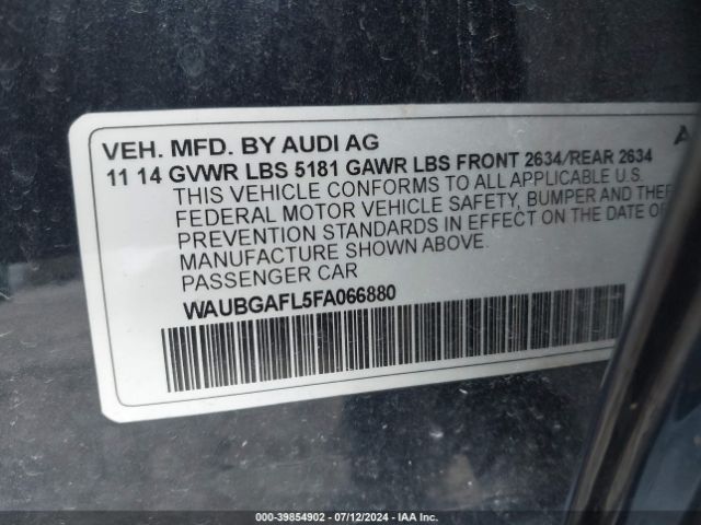 WAUBGAFL5FA066880 Audi S4 3.0t Premium Plus