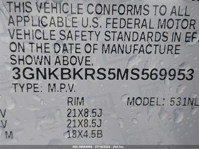 Chevrolet Blazer Awd Rs 2021 3GNKBKRS5MS569953 Image 9