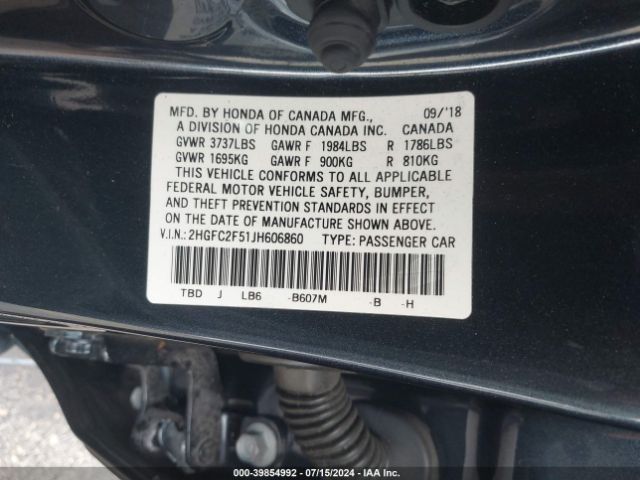 2HGFC2F51JH606860 Honda Civic Lx
