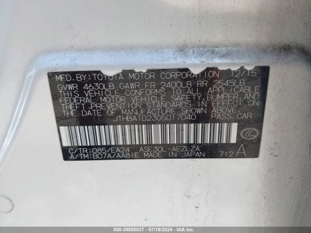 JTHBA1D23G5017040 Lexus IS 200T