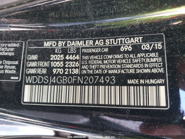 WDDSJ4GB0FN207493 Mercedes-Benz CLA 250 4MATIC