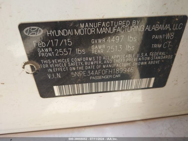 5NPE34AF0FH189946 Hyundai Sonata Sport