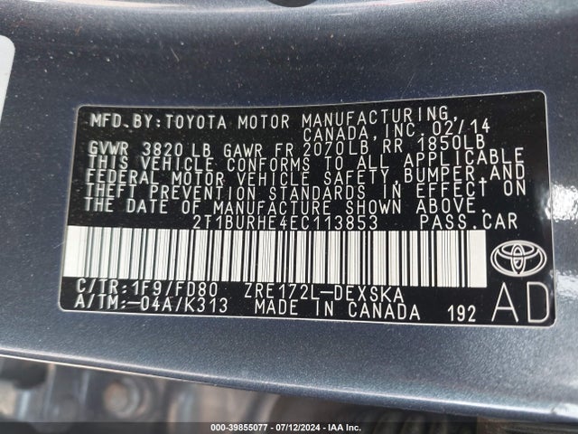 Toyota Corolla S Plus 2014 2T1BURHE4EC113853 Image 9