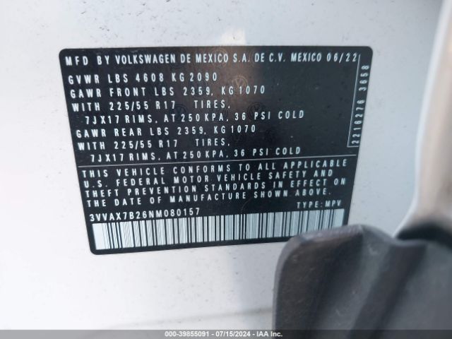 3VVAX7B26NM080157 Volkswagen Taos 1.5t S