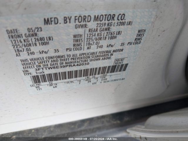 3FTTW8E39PRA42030 Ford Maverick Lariat
