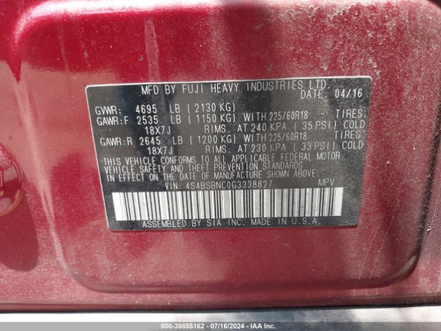 4S4BSBNC0G3338827 Subaru Outback 2.5i Limited