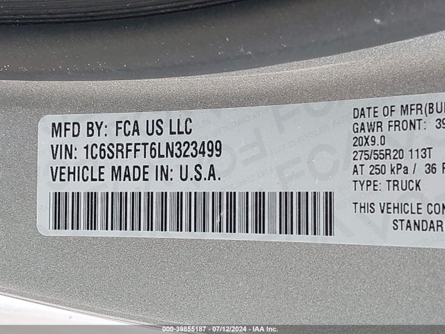 1C6SRFFT6LN323499 RAM 1500 Big Horn  4x4 5'7 Box