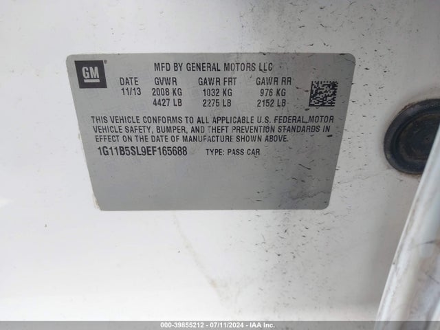 Chevrolet Malibu 1ls 2014 1G11B5SL9EF165688 Image 9