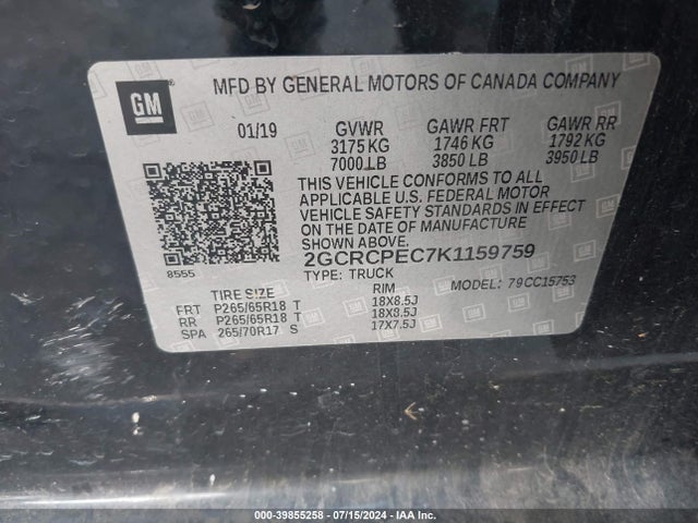 Chevrolet Silverado 1500 Ld Lt 2019 2GCRCPEC7K1159759 Image 9
