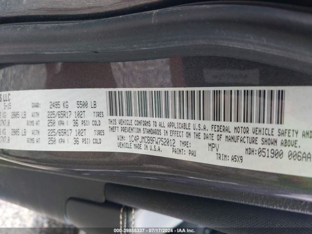 1C4PJMCB9FW752012 Jeep Cherokee Latitude