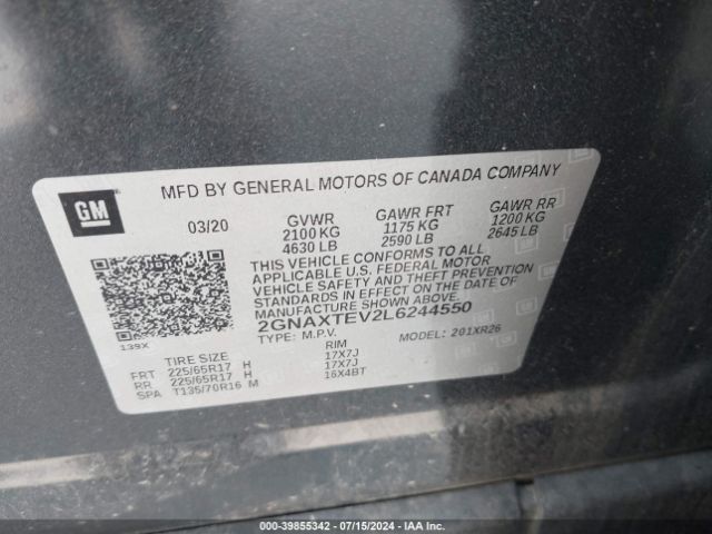 2GNAXTEV2L6244550 Chevrolet Equinox Awd 2fl