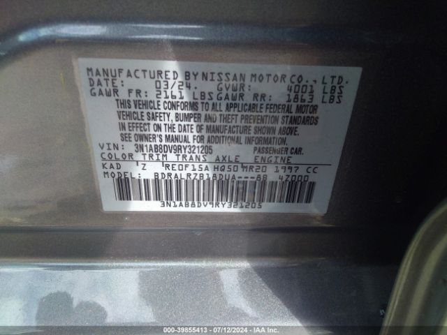 3N1AB8DV9RY321205 Nissan Sentra Sr Xtronic Cvt